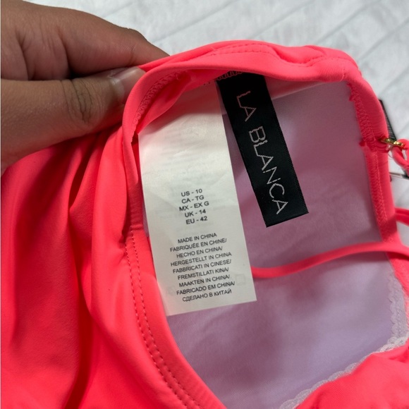 La Blanca Pink One Piece Swimsuit with Elegant Bandeau Design - Picture 8 of 11